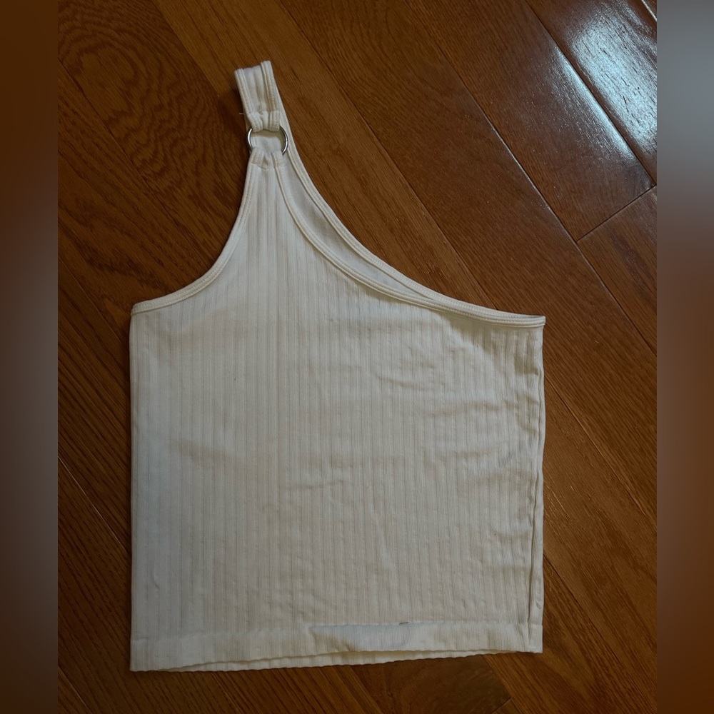 White one-shoulder top